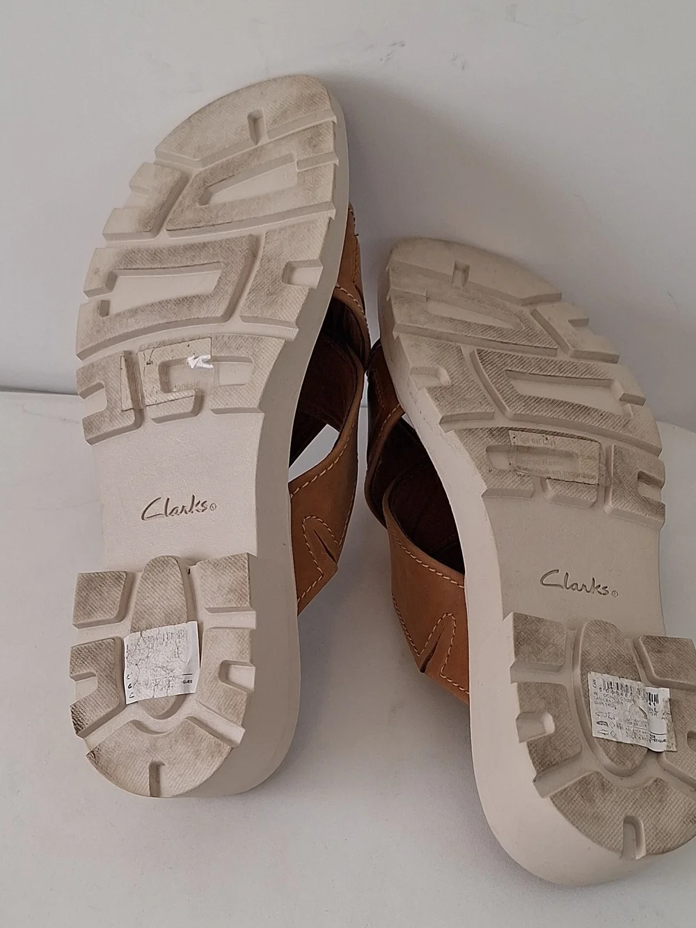 Clarks Brown Leather Cross-Strap Slide Sandals Size 12 W
